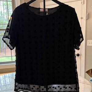 Elegant Sheer Black Polka Dot Blouse